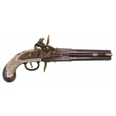 1750 Double-Barreled Turn-Over Flintlock Pistol Replica